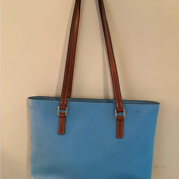 Dooney & Bourke Blue Pebbled Leather Satchel Handbag w Dust Bag - Picture 4 of 9